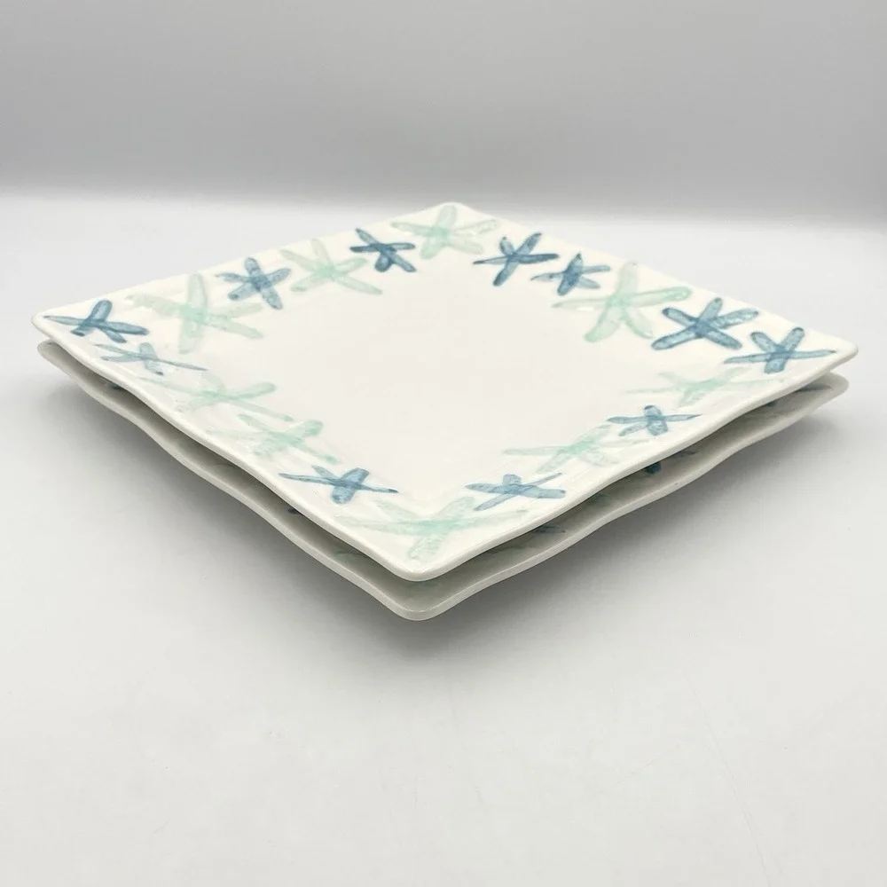 Coastal Home Cape Coral Starfish Square Salad Plates 9
